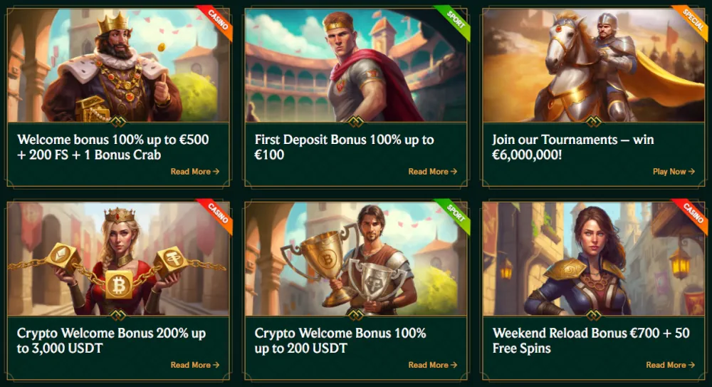 Bonus depositi Casinia inclusi un pacchetto di benvenuto e un'offerta con ruota bonus.